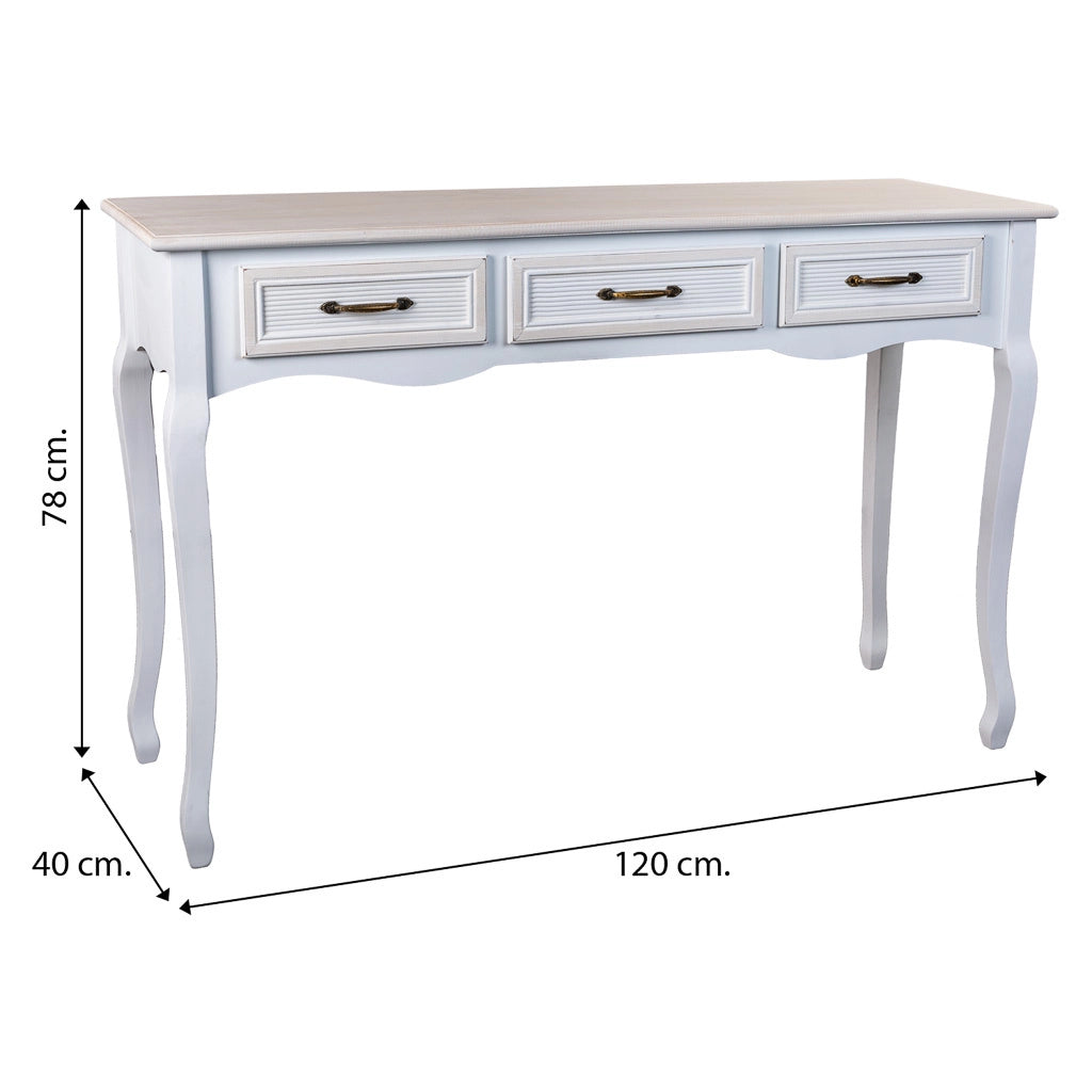 Mobile da ingresso in legno con 3 cassetti 120x40x78