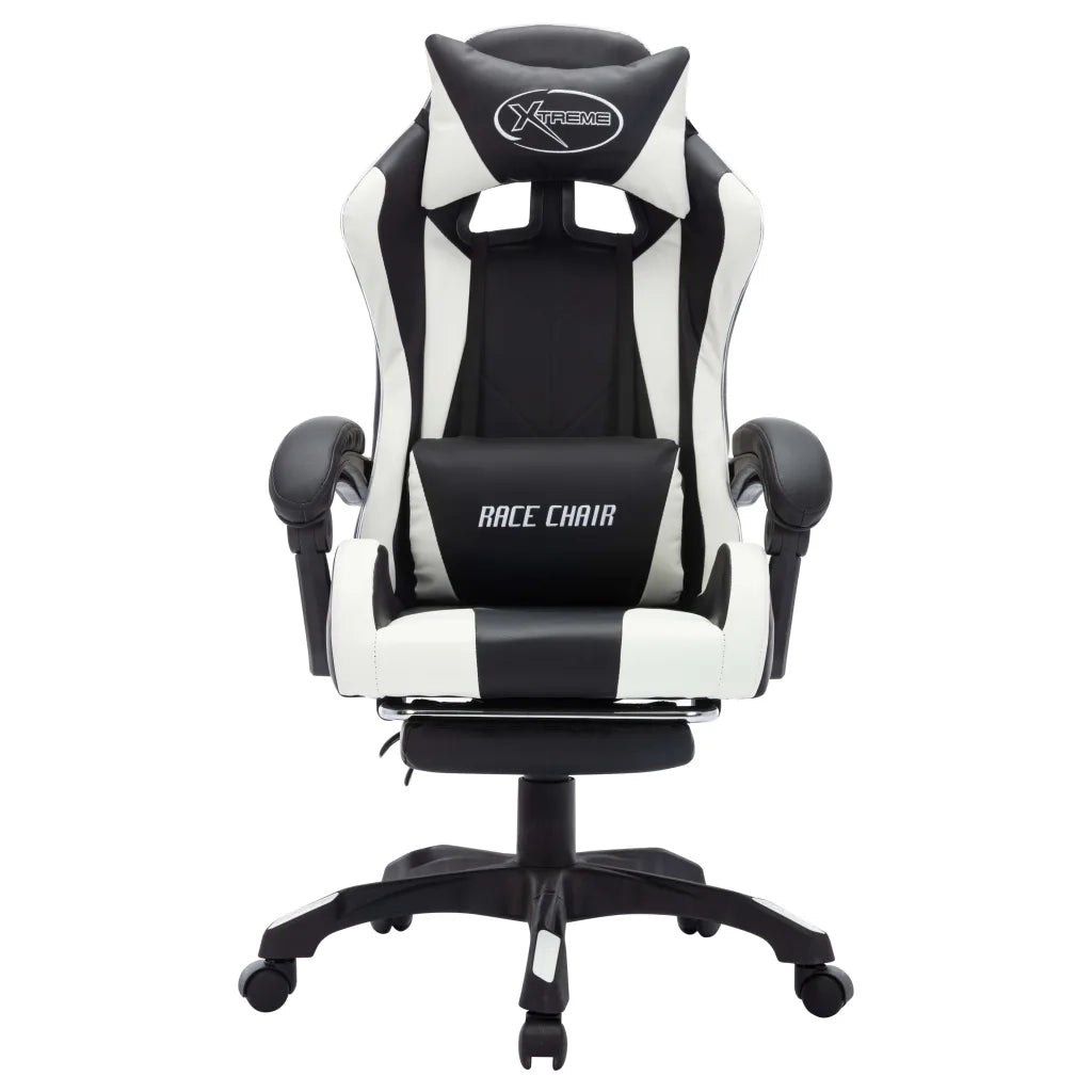 Sedia da Gaming con Luci a LED RGB Bianca e Nera in Similpelle 288011