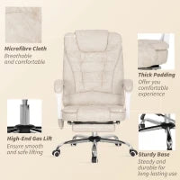 Poltrona da Ufficio Massaggiante e Riscaldante, Altezza Regolabile, Schienale Inclinabile, 65x70x111-119cm, Crema