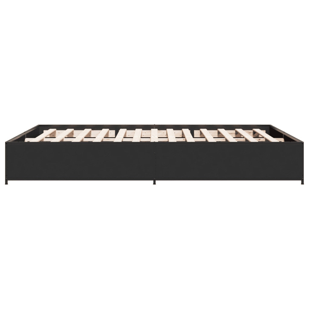 Giroletto-Struttura Letto Nero 135x190 cm in Legno Multistrato e Metallo 862011