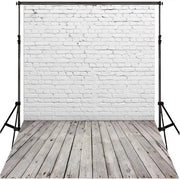 Kit di sfondo per fotografia con pannelli di gesso bianchi, pavimento in legno e accessori per studio fotografico, dimensioni 1,6x2,3yd