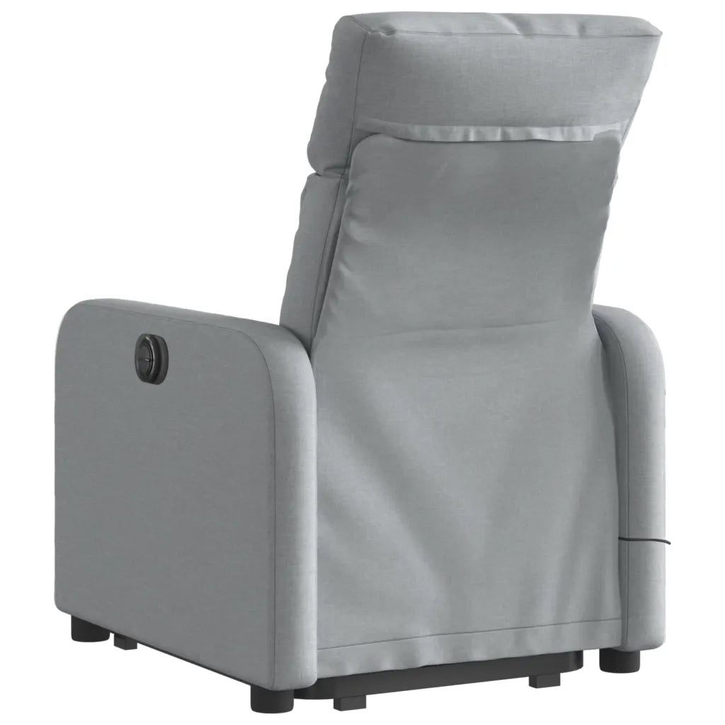 Poltrona Alzapersona Massaggi Reclinabile Grigio Chiaro Tessuto