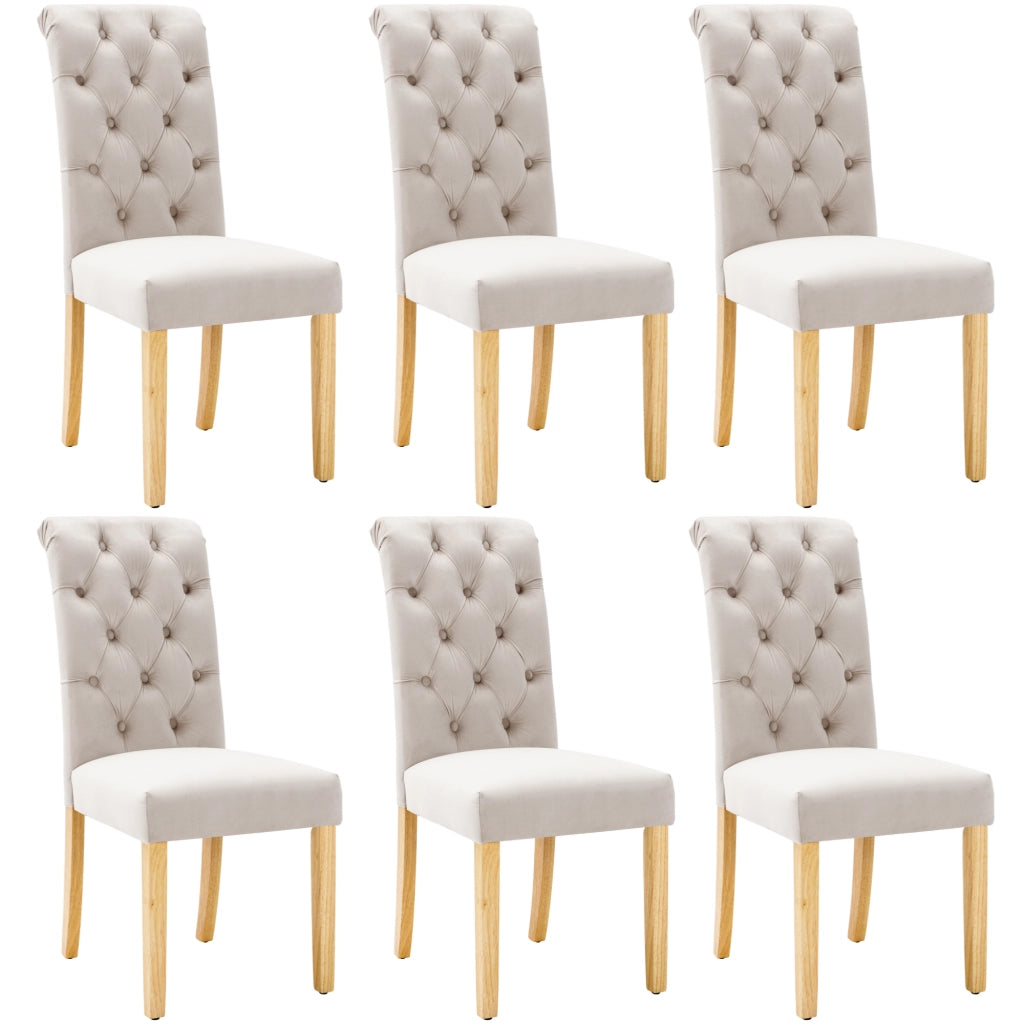 SEDIA da pranzo in velluto beige, Set da 6 pezzi
