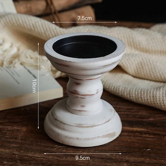 Ornamenti a forma di colonne romane in legno, decorazioni per tavolo da pranzo e sala da soggiorno, set a tre pezzi stile rurale