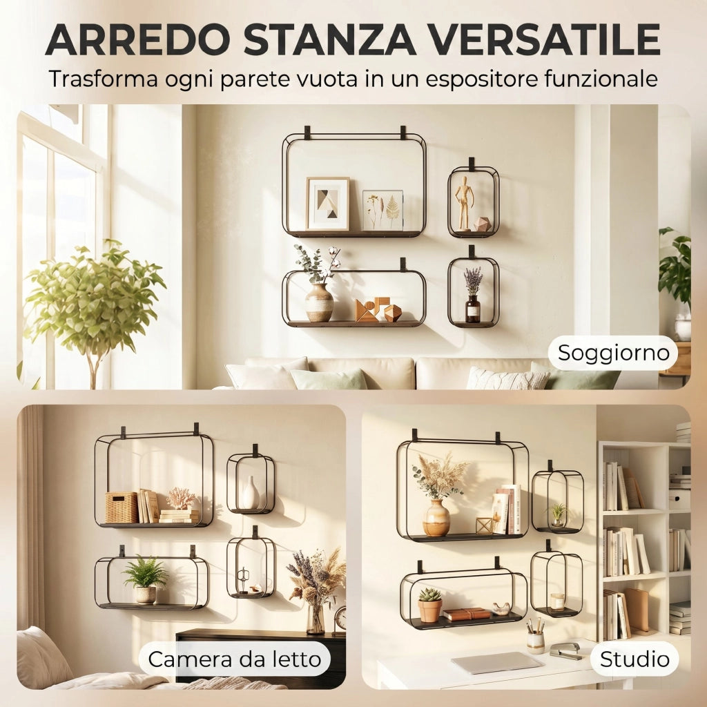Libreria Flottante Geometrica ¨C Zephmum ¨C Nero 80x30x24