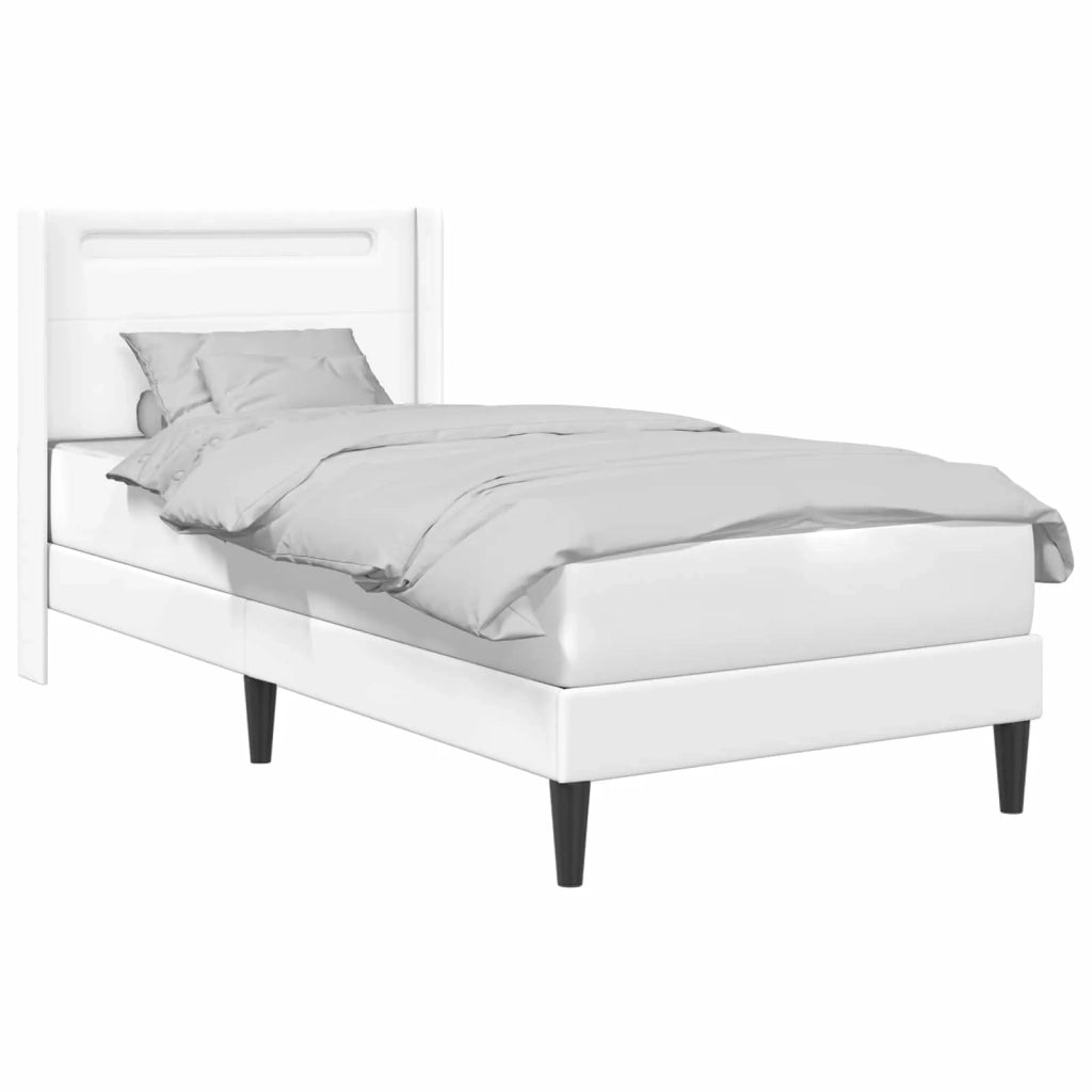 Struttura del letto con testiera Bianco 90 x 200 cm Similpelle