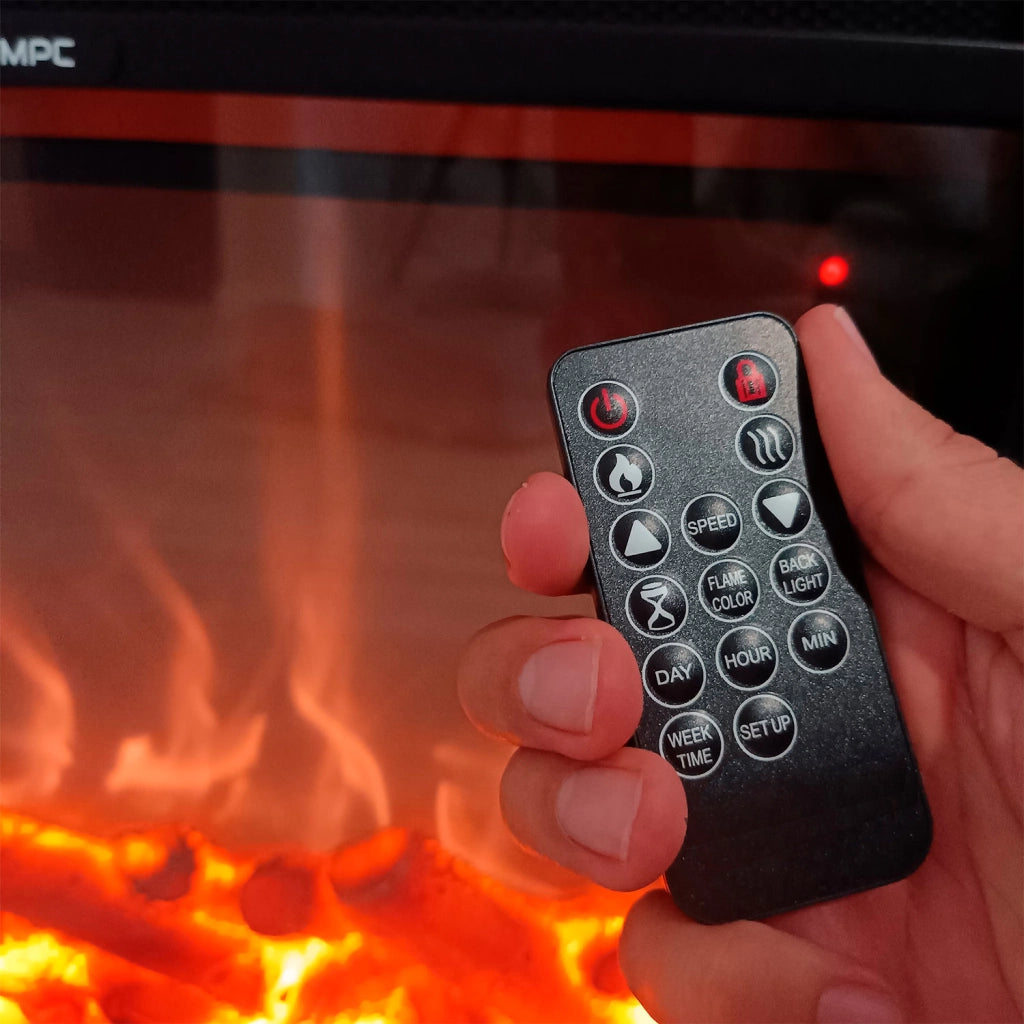 MPC Caminetto elettrico turchese in materiale resistente con inserto 60 cm potenza 1500 W FUEGO-ALBERTO-TURQUESA