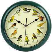 Orologio da parete con suono di uccelli, con 12 uccelli locali, nomi naturali, decorazione per la casa, orologio decorativo, stile, adatto per soggiorno e camera da letto. (Verde)