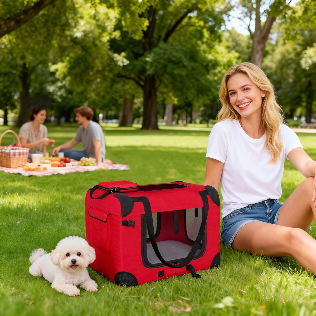 Trasportino per Cani Pieghevole con Cuscino ¨C zephmum ¨C Rosso 60x41.5x41 cm