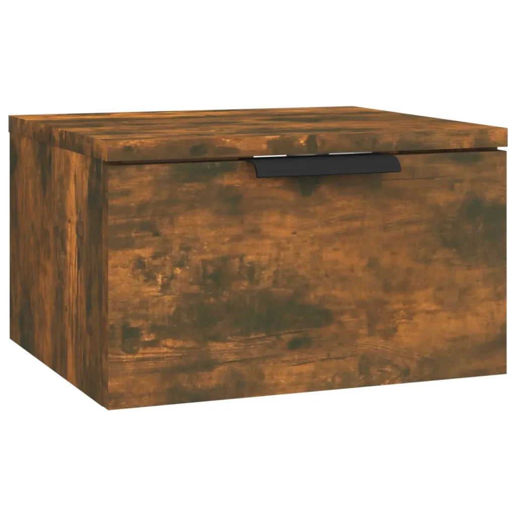 Comodino | Armadio da Notte | Mobiletto da notte a Muro Rovere Fumo 34x30x20 cm