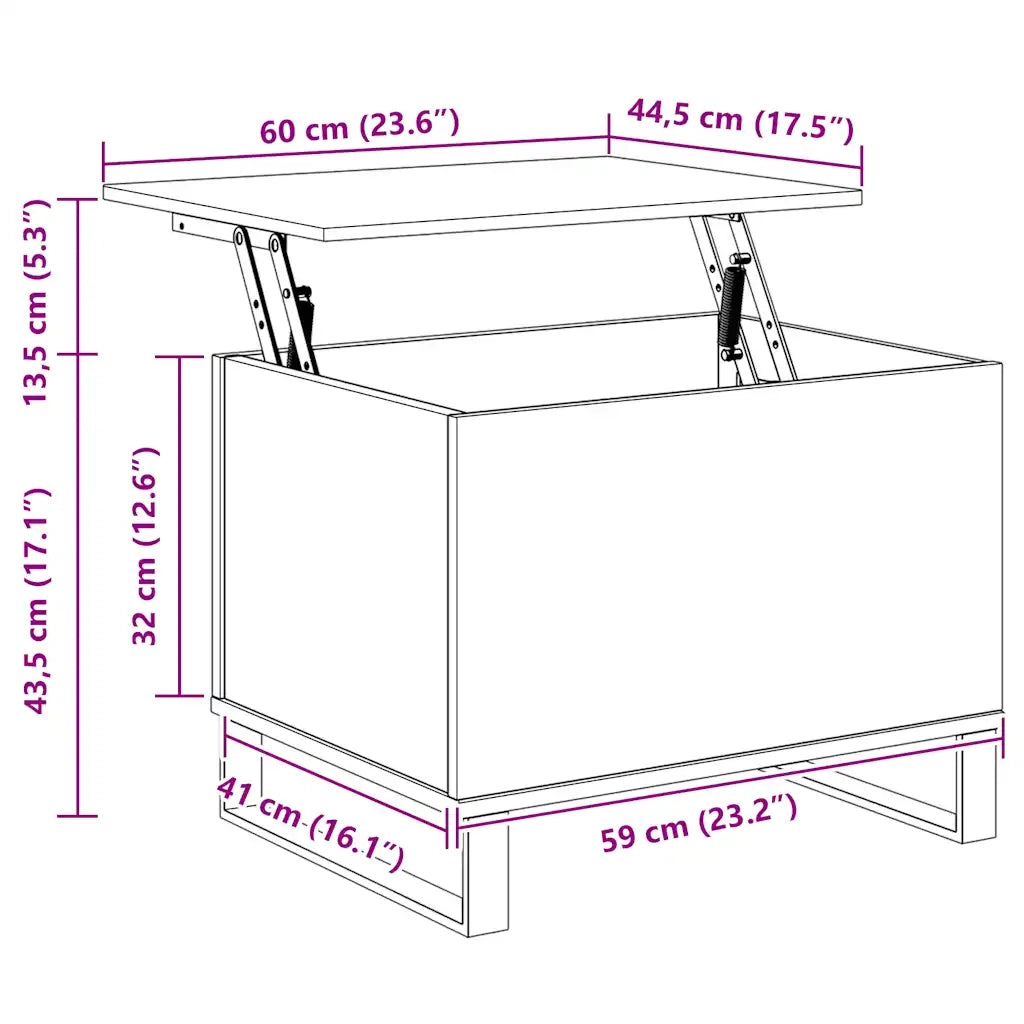 Tavolino da Salotto Legno Antico 60x44,5x45cm Legno Multistrato