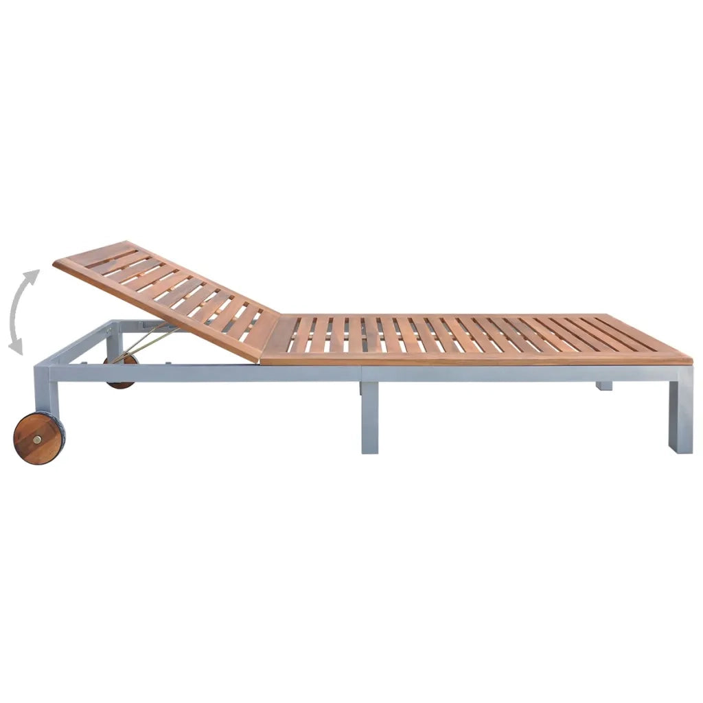 Lettino Prendisole in Legno Massello di Acacia cod mxl 62868
