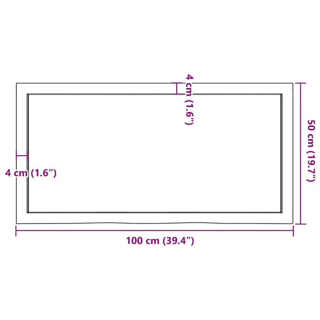 Ripiano Muro Marrone 100x50x(2-4) cm Massello Rovere Trattato 363687