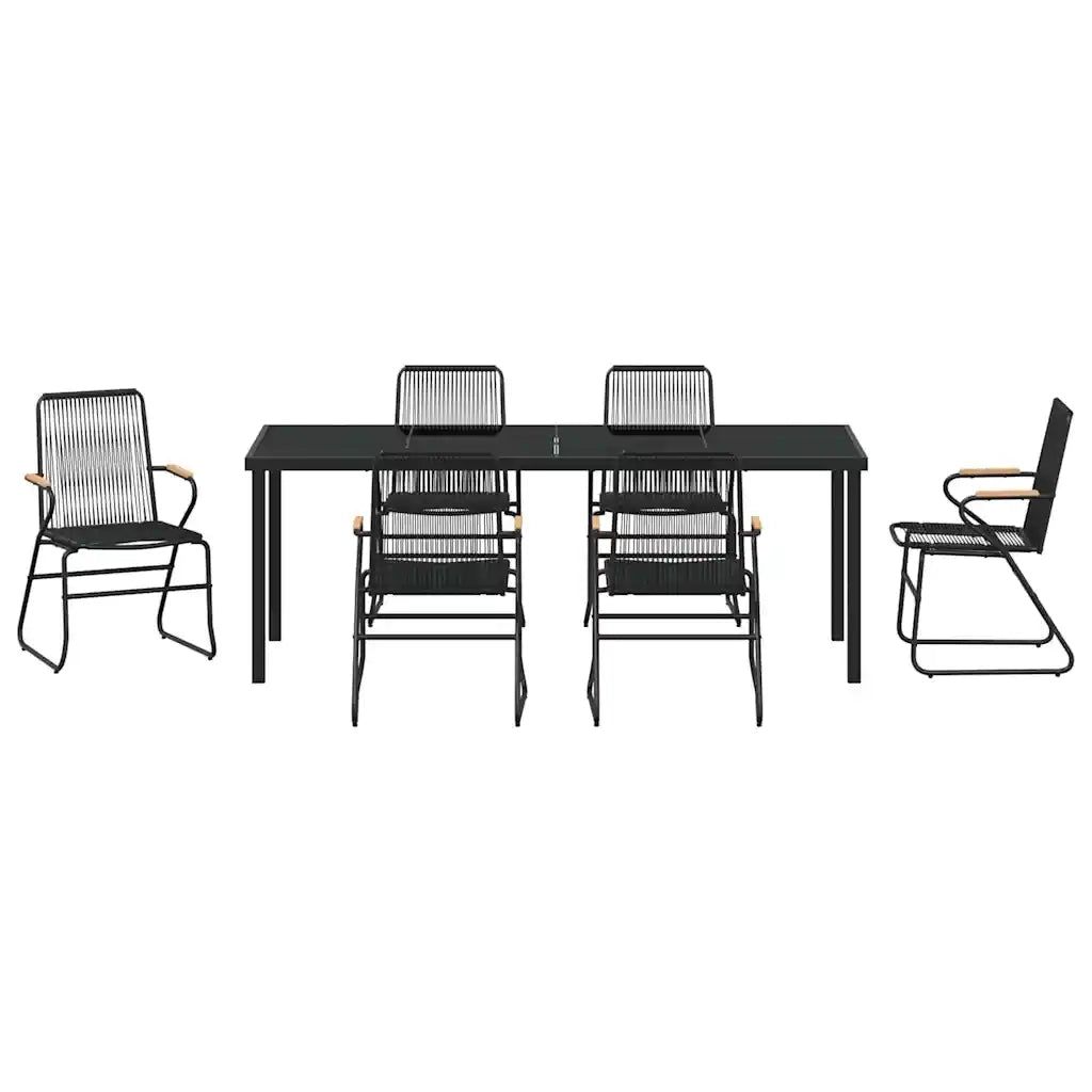 Set da Pranzo per Giardino 7 pcs Nero 3379175