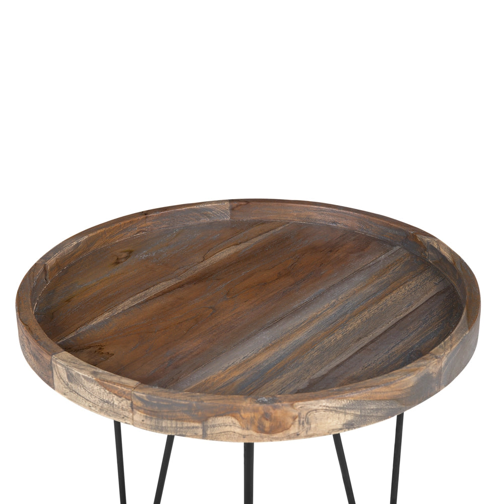 Tavolino in marrone scuro Piano Java Gambe Nere 50 x 50 x 50 cm Industrial Rustic