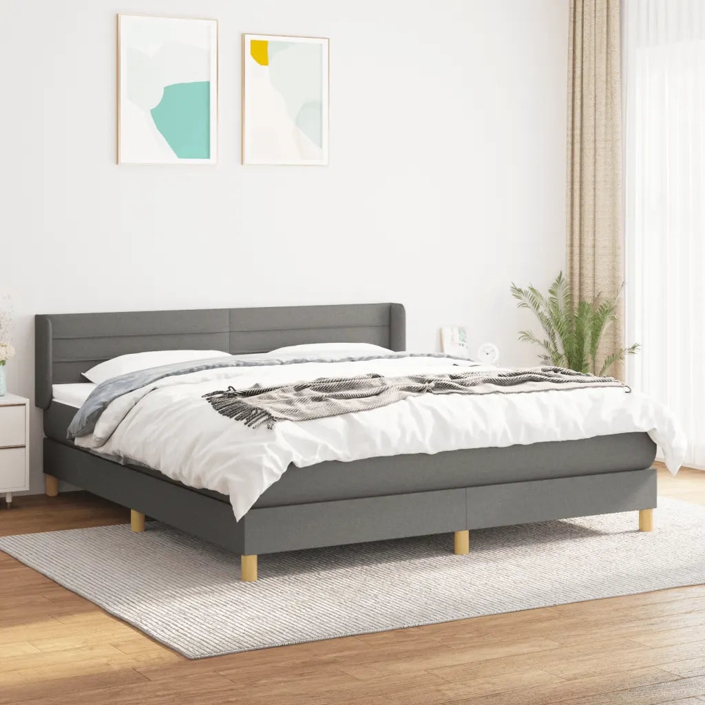 Giroletto a Molle con Materasso Grigio Scuro 160x200 cm Tessuto 3130362
