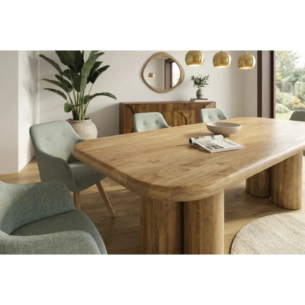 Tavolo da pranzo ORINO 240 cm in legno massello di mango - Tavolo rettangolare design con gambe cilindriche