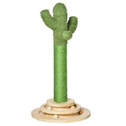ALBERO TIRAGRAFFI A CACTUS PER GATTI, CORDA SISAL E BASE CON PALLINE IN LEGNO, 32X32X60CM