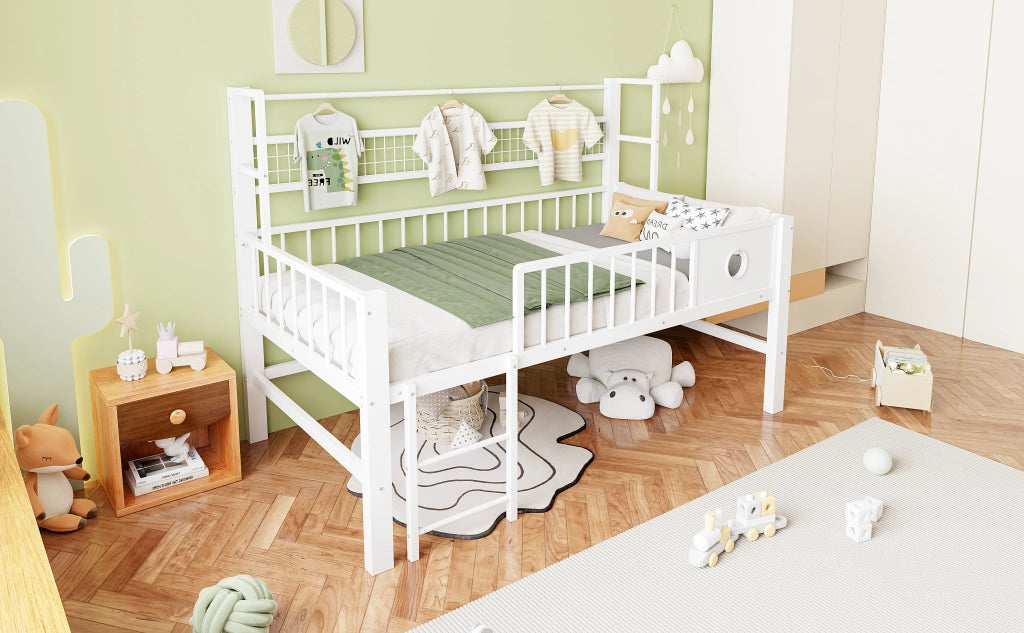 LETTO A CASTELLO BASSO 90 x 200 cm in metallo bianco
