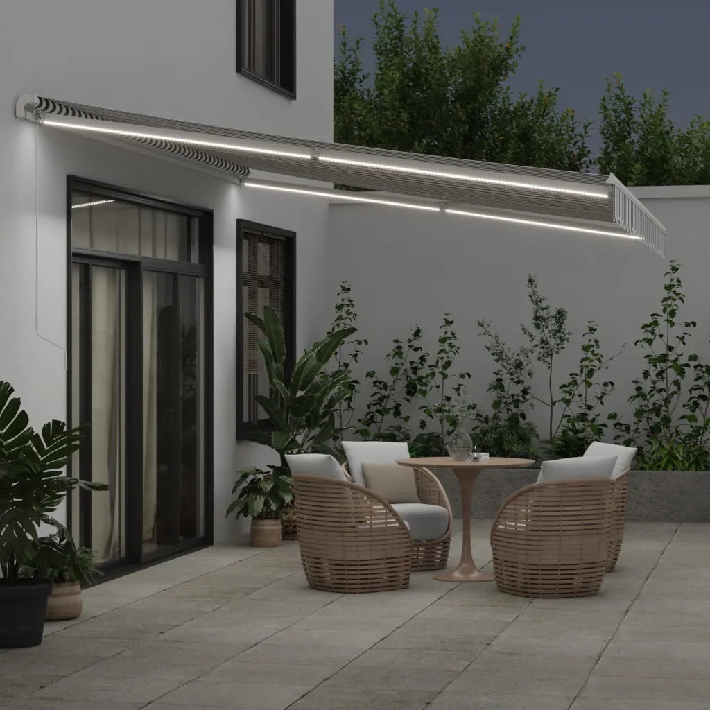 Tenda Retrattile Manuale con LED Antracite e Bianco 450x350 cm 3215797