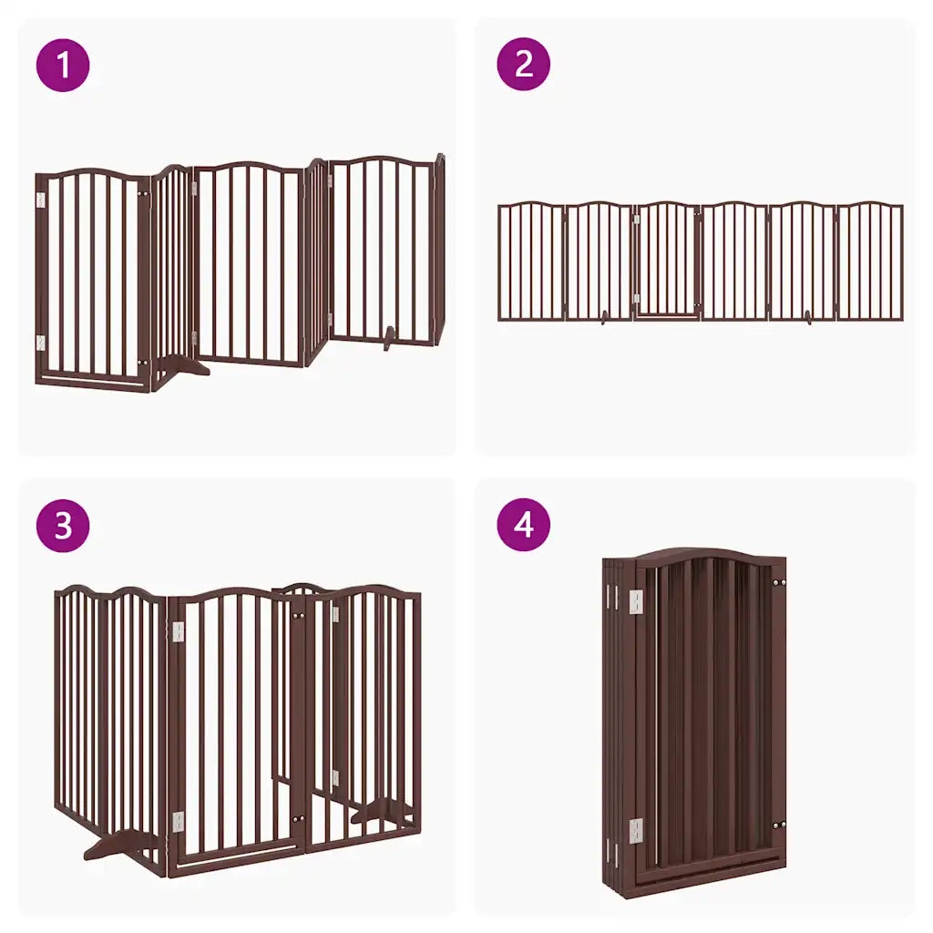 vidaXL Cancello Cani Pieghevole Rovere Marrone 6 Pannelli 300cm Pioppo