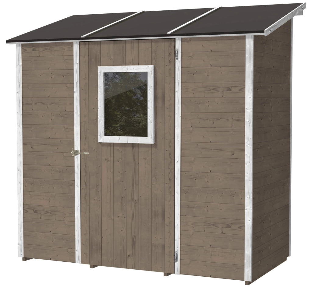 Casette Box da Giardino in Legno Porta Utensili 207x102x224 cm con Porta e Finestra Ecla Tortora