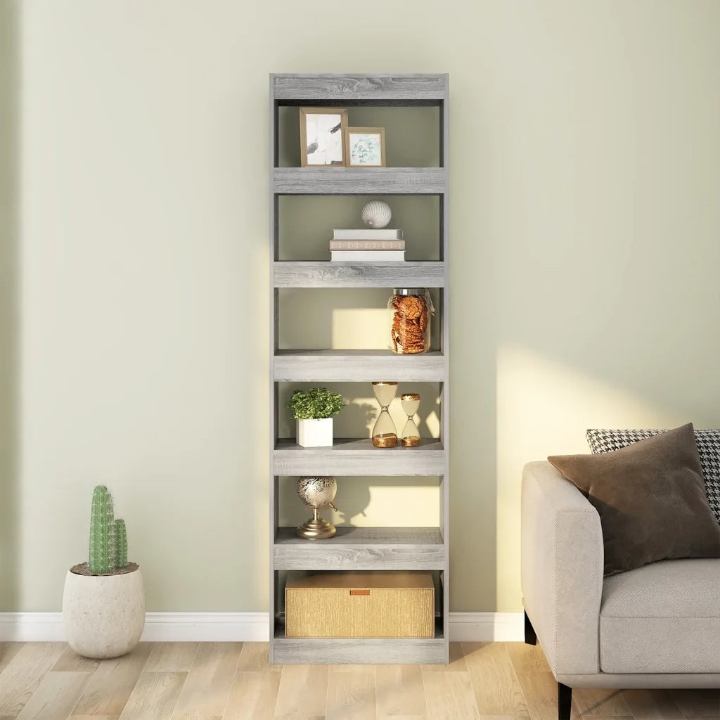 Libreria Divisorio-Scaffale per Libri-Mobile di Stoccaggio Grigio Sonoma 60x30x198 cm