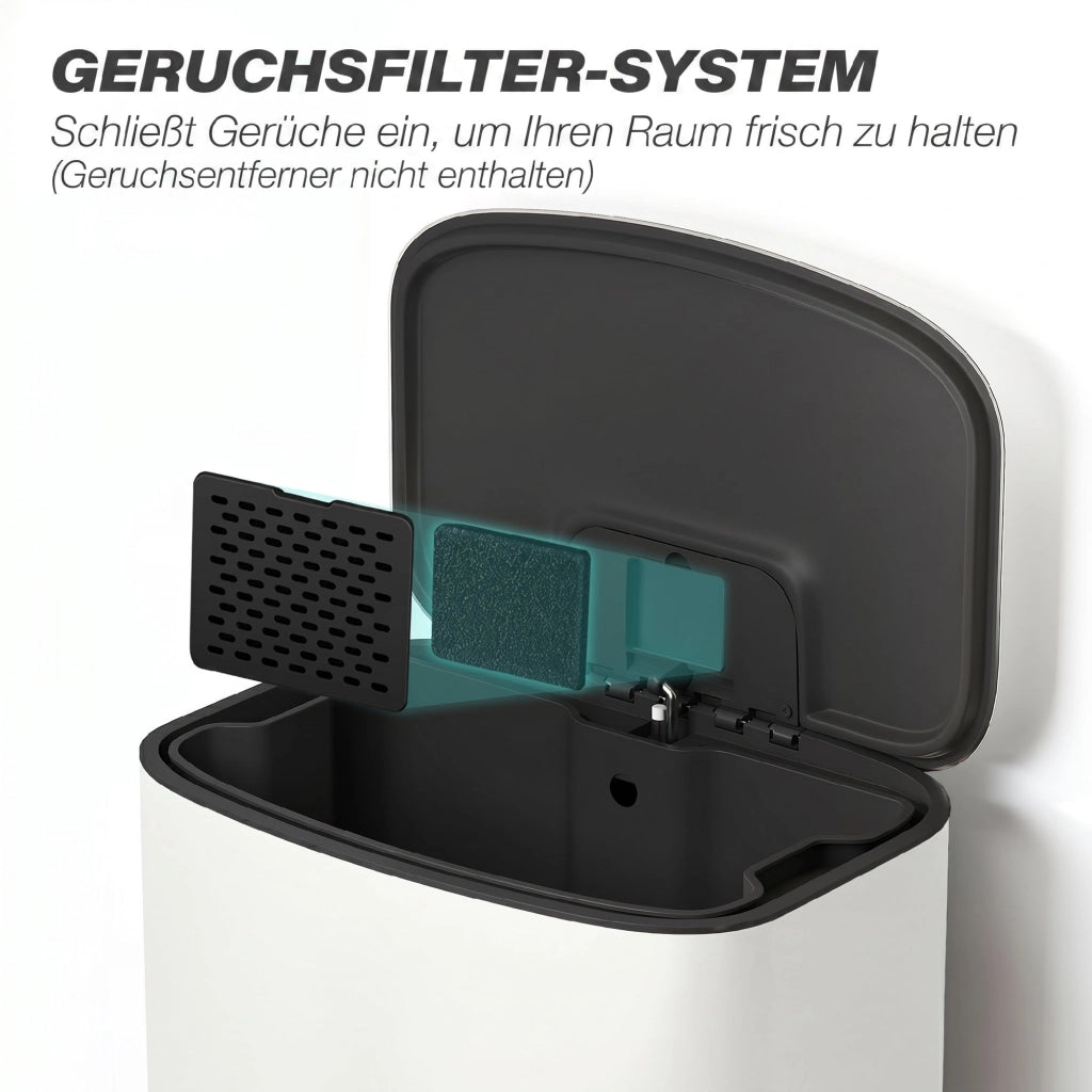 Cestino per Rifiuti 50 Litri ¨C zephmum ¨C Pedale, Coperchio Soft-Close, Colore Bianco