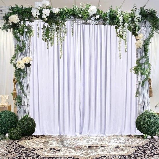 Tenda da Sfondo Bianca 3x3 per Feste, Matrimoni, Feste di Benvenuto, Docce di Nozze, Fotografie di Compleanno, Tende Teatrali, Mascherate