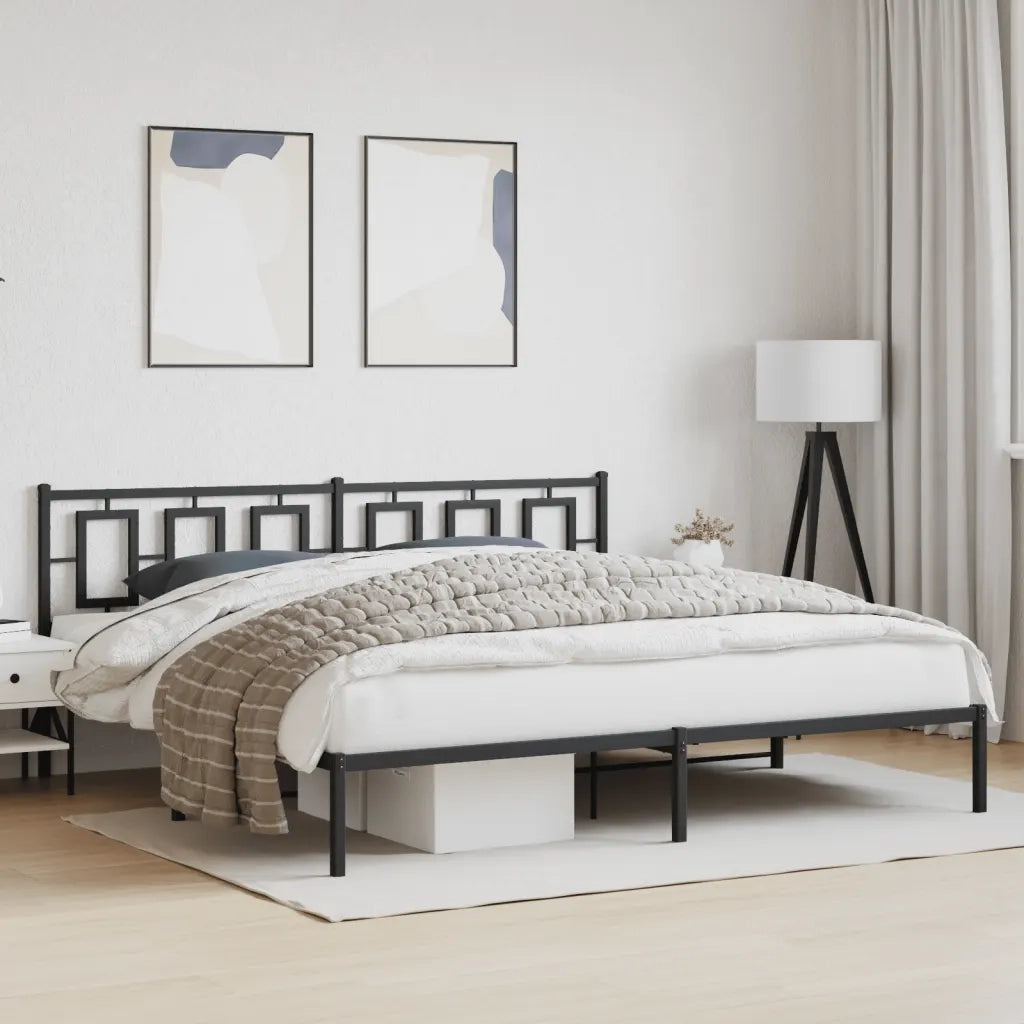 Giroletto con Testiera-Struttura Letto con testiera in Metallo Nero 193x203 cm 567495
