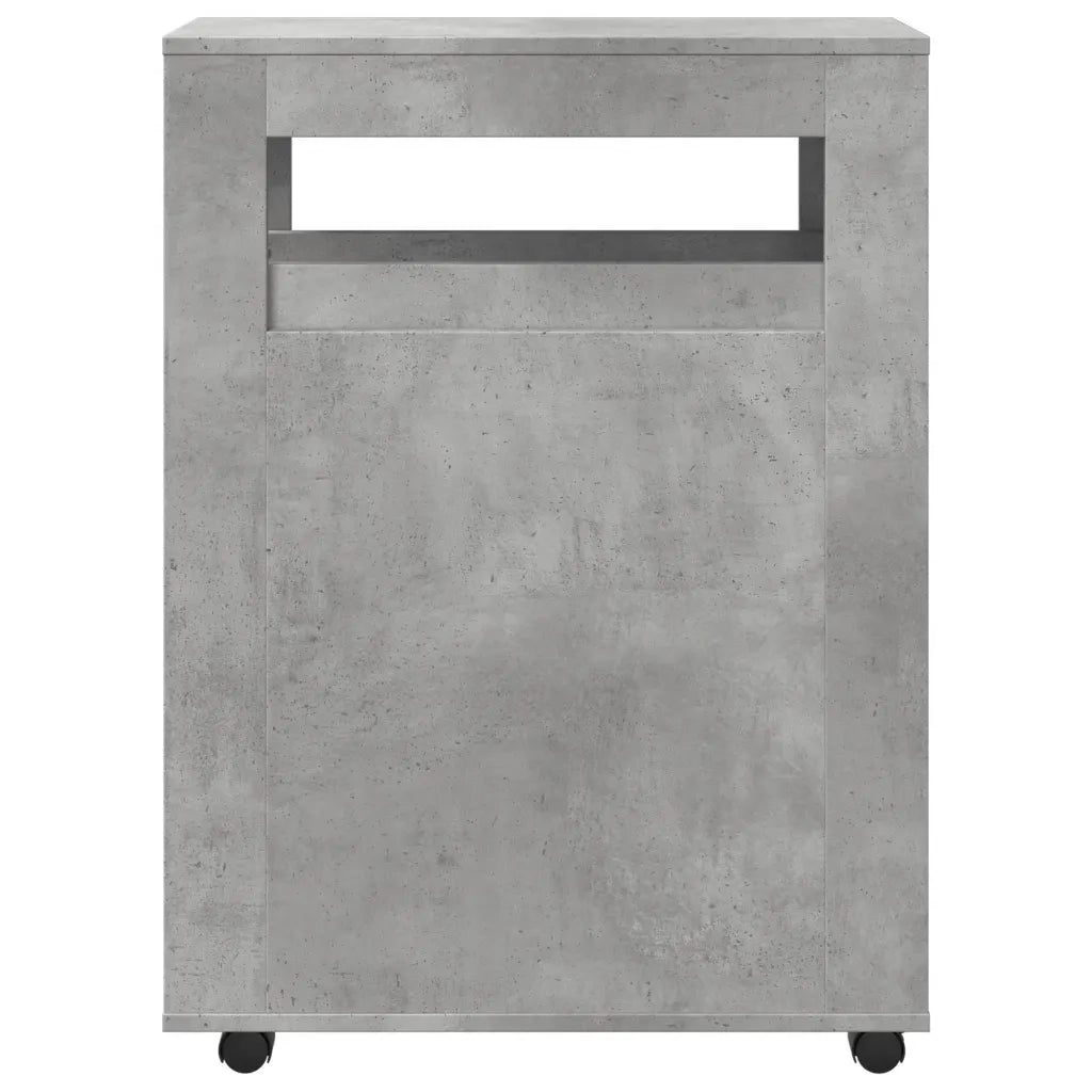 Mobile da Bagno Stretto con Ruote Grigio Cemento in Truciolato
