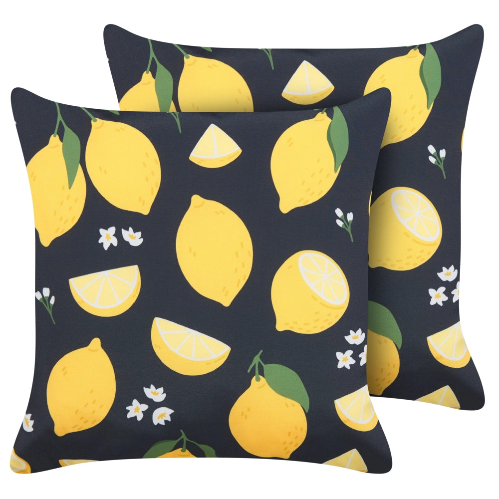 Set di 2 cuscini in poliestere con motivo a limoni 45 x 45 soggiorno camera da letto