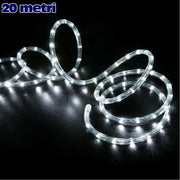 Trade Shop - Tubo Luminoso Natalizio 20 Mt Led Bianco Freddo Controller 8 Funzioni X Esterno -