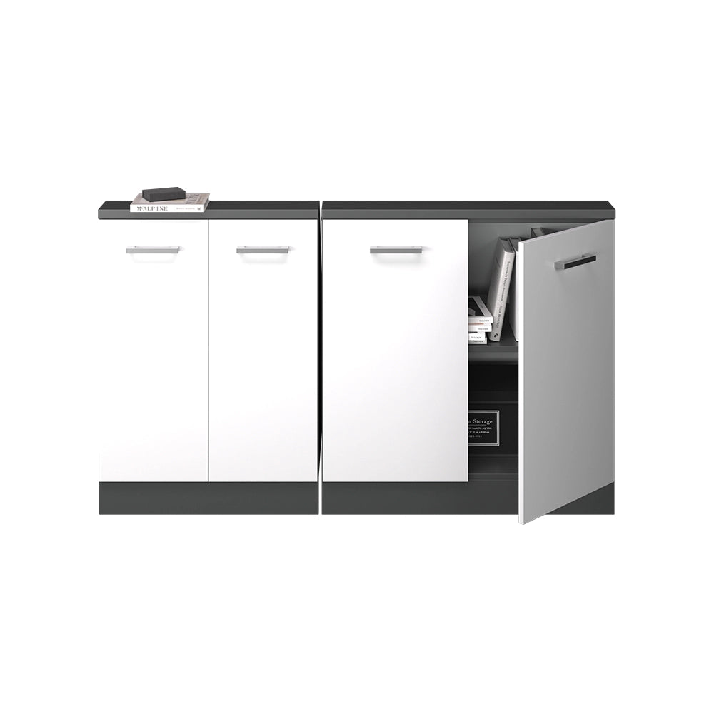 Set di mobili sottotetto Rion Bianco lucido/Antracite Set di 2 Vicco