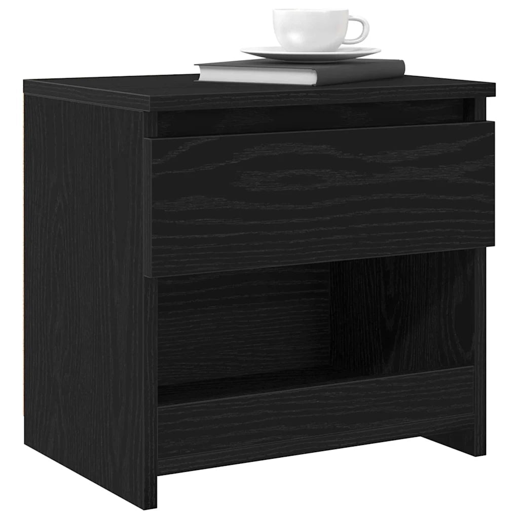 Set di 2 Comodini | Armadio da Notte | Mobiletto da notte Rovere Nero 40 x 30 x 39 cm