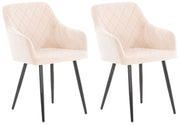 Set di 2 sedie da pranzo Shila Beige,Velluto