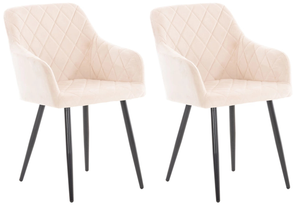Set di 2 sedie da pranzo Shila Beige,Velluto