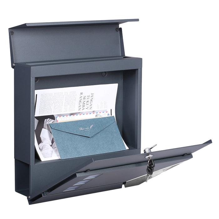 Cassetta postale con vano portagiornale V48 antracite + inox 370 x 105 x 370 mm