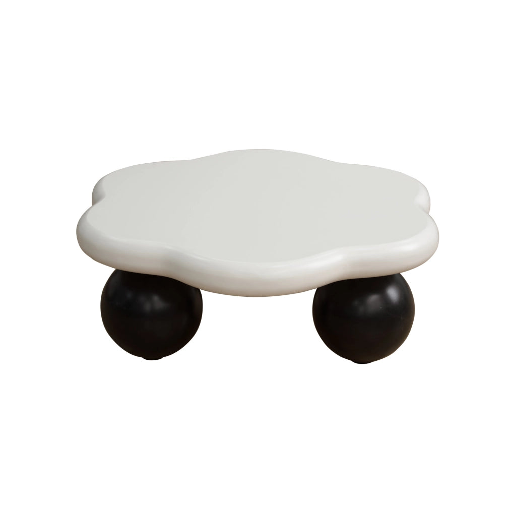 Tavolino da caffè ?80x35 cm con design a nuvola; bordi arrotondati in MDF bianco e nero