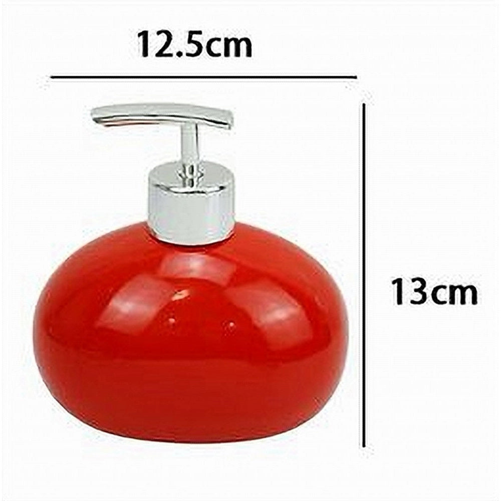 Trade Shop - Dispenser Per Sapone Liquido Ceramica Rosso Dosatore Moderno Arredo Bagno 79260 -