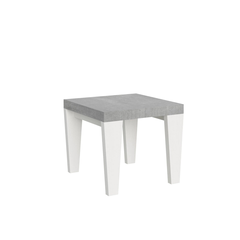 Tavolo Allungabile 90/246x90x77 cm Spimbo Mix piano Cemento  gambe Bianco Frassino