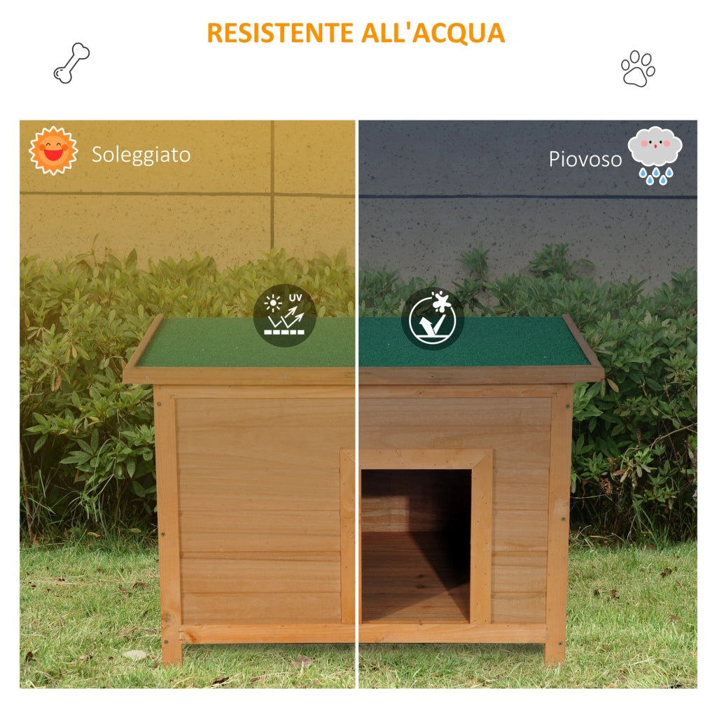 EasyComfort Cuccia per Cani Impermeabile da Esterno in Legno di Abete, 82 x 58 x 58cm