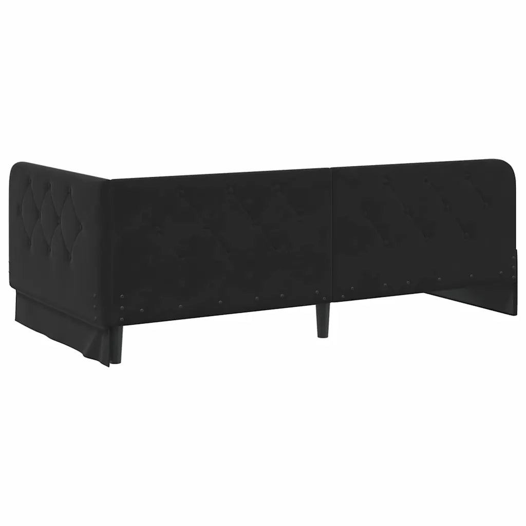 Cornice del letto ad angolo Nero 100 x 200 cm Velluto