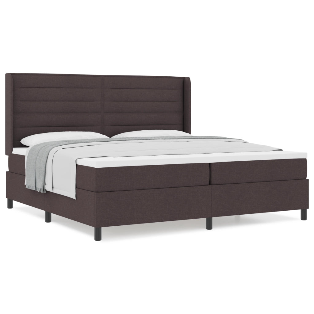 Letto Box con Materasso  Marrone Scuro 200x200 cm in Tessuto
