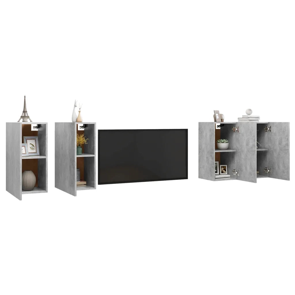 Mobili TV Grigio Cemento 4 pz 30,5x30x60 cm in Truciolato cod mxl 18126