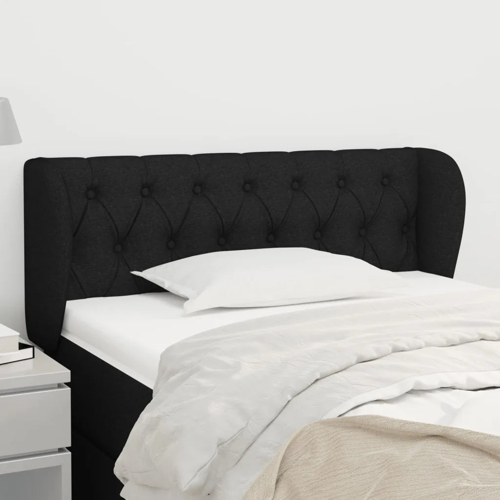 Testiera ad Orecchio Nera 93x23x78/88 cm in Tessuto 3117464