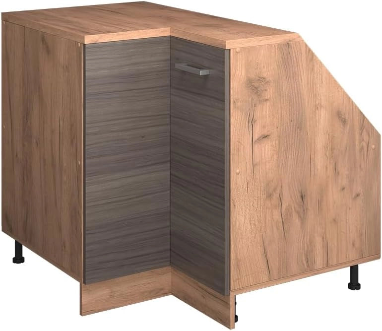 Mobile sottotetto Mobile angolare Rion, Grigio nobile, 75.6 x 81.6 cm con 1 porta, carcassa dell’armadio profondità 60 cm, adatto per il salvaspazio sotto tetti spioventi