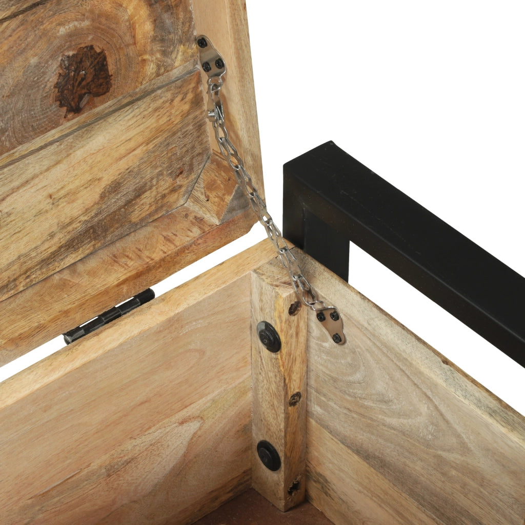 Baule di Stoccaggio 80x30x30cm in Legno di Mango e Metallo