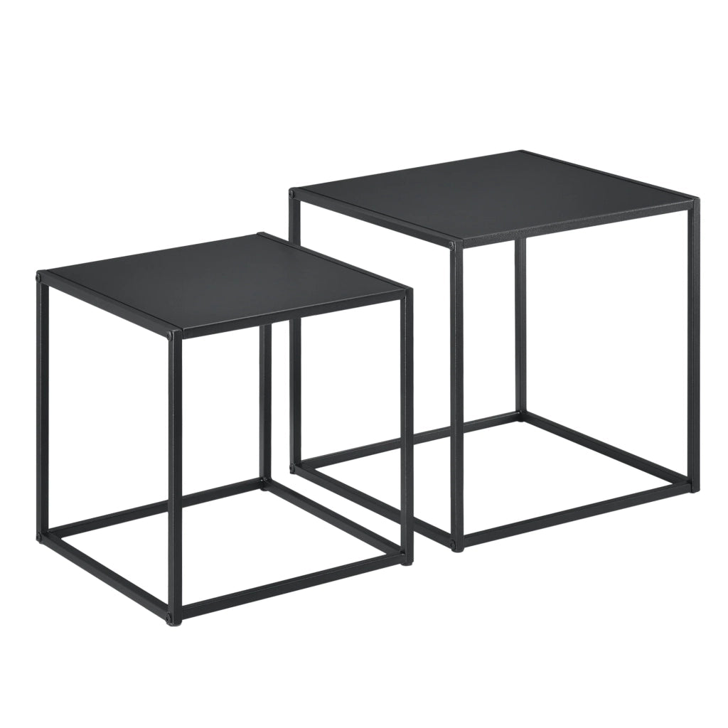 Set di 2 tavolini quadrati in metallo nero opaco 03_0005776