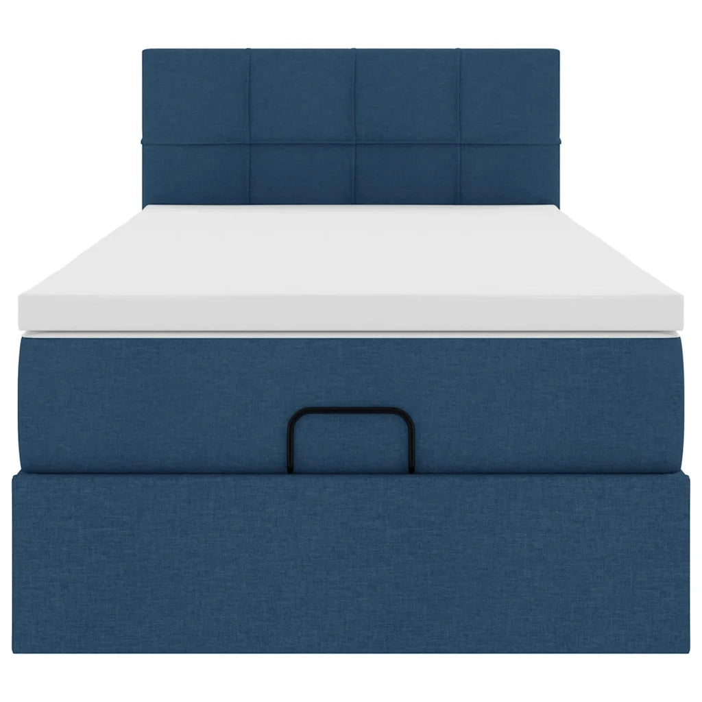 Pouf Letto con Materasso Blu 100x200 cm in Tessuto